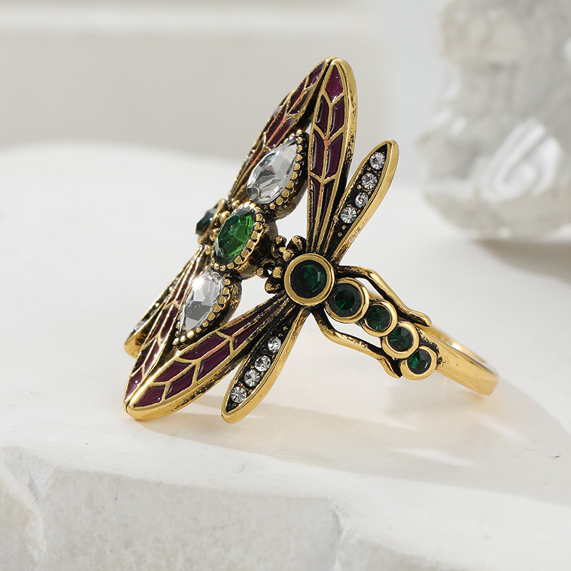 Art Nouveau Style Dragonfly Ring with Synthetic Zirconia